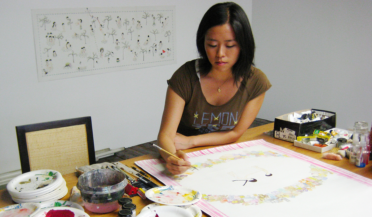 Kyung Jeon at her Brooklyn studio. Photo by Corinne Nelson 2009.