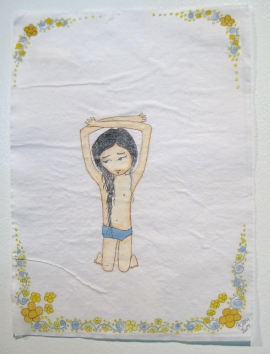 Artwork by Kyung Jeon titled Little Treasures - Surrender, 2007, Gouache, graphite on rice paper, 6.5 x 4.75 inches, 16.5 x 12.1 cm