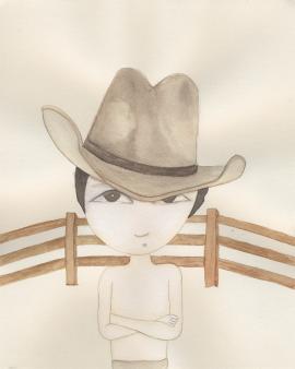 Artwork by Kyung Jeon titled Cowboy Hat, 2010, Watercolor, pencil on paper, 10 x 7.5 inches, 25.4 x 19.1 cm